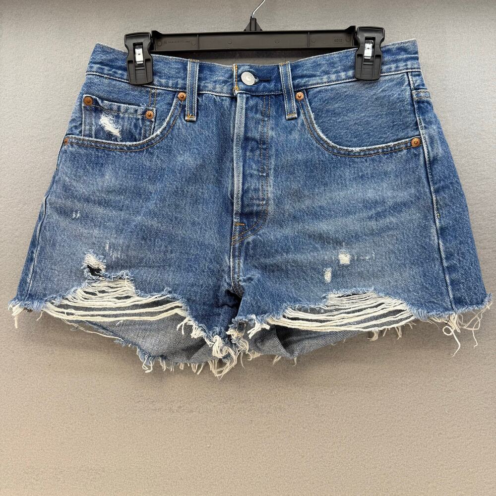 Levi's 501XX Big E Jean Shorts Women's 27x2.5 Button Fly Summer Preppy EUC - Picture 1 of 14